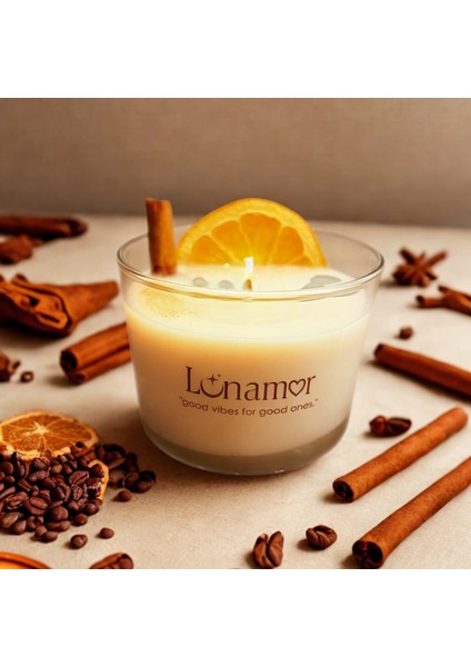 Bolluk & Bereket Tılsımlı Ritüel Mumu – Portakal Esanslı Soya Wax – Tarçın & Sitrin & Kaya Tuzu