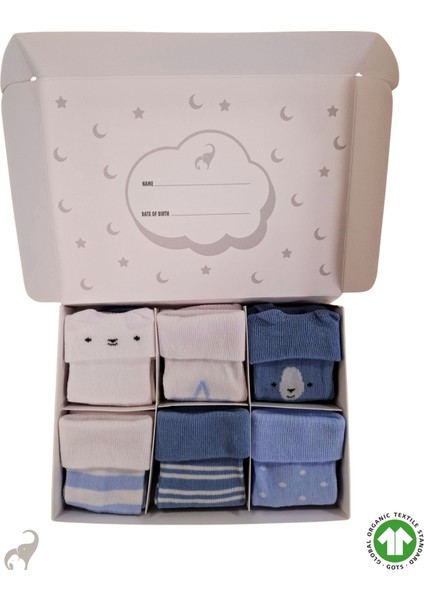 6'lı Organik, Yenidoğan, Babyshower, Hediyelik Erkek Çocuk Çorap