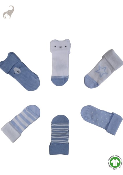 6'lı Organik, Yenidoğan, Babyshower, Hediyelik Erkek Çocuk Çorap fiyatları