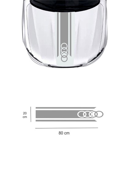 Audi Için Özel Yeni Uyumlu Aksesuar Oto Kaput Özel Yeni Sticker Çift Şerit 80*20 cm