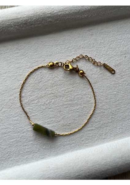 Yeşim Taşı Çelik Bileklik El Yapımı