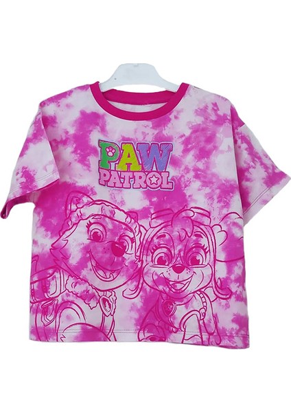 Paw Patrol Baskılı Kız Çocuk Crop Pembe Tshirt