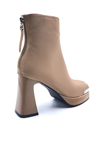 G25K414 Arkadan Fermuarlı Platformlu Topuklu Kapuçino Kahverengi Kadın Bot fırsatları