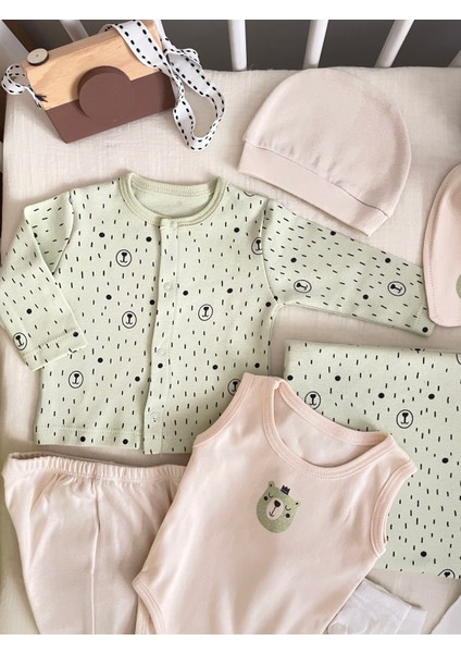 Erkek Bebek %100 pamuk kumaş yeşil renk 10'lu Hastane Çıkış Seti fiyatları