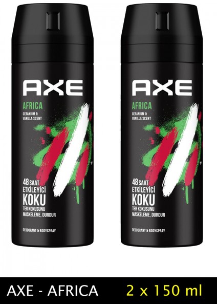 2 Adet Axe Africa Erkek Deodorant Sprey 150 ml