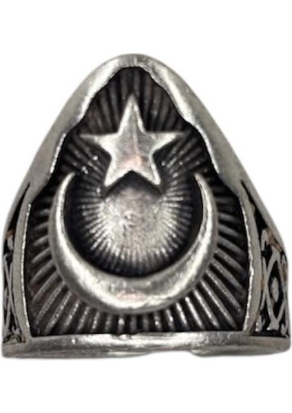 Gümüş Kaplamalı, Ayarlanabilir, Uniseks, Yüzük ( Ay Yıldız Okçu Yüzük,motorcu Yüzük, Antik Gümüş Yüzük ) fiyatları