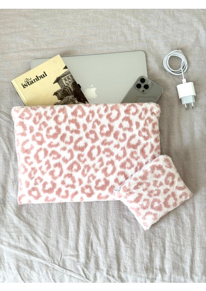 leopar Pembe Peluş-Welsoft 13-14-15-16 Inç Bilgisayar Çantası, Laptop Kılıfı, Notebook Kılıfı, Laptop çantası fırsatları