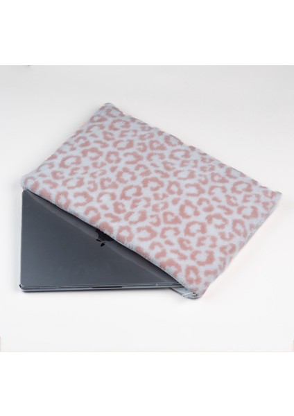 leopar Pembe Peluş-Welsoft 13-14-15-16 Inç Bilgisayar Çantası, Laptop Kılıfı, Notebook Kılıfı, Laptop çantası