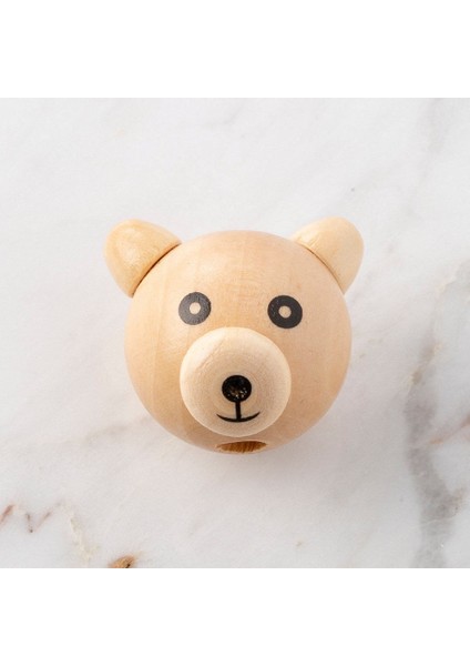 Loren 1 Adet Kulağı Natural Ayıcık Figürlü Ahşap B