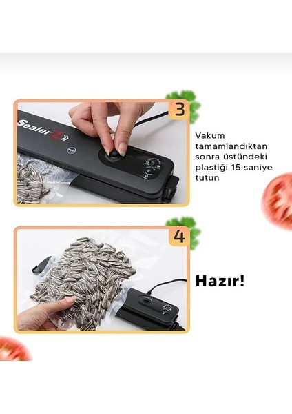 Ev Tipi Elektrikli Gıda Vakumlama Makinası-10 Adet Vakum Torbası Hediyeli modelleri