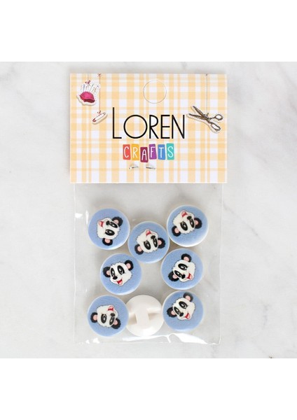 Loren Crafts 8'li Panda Düğme - 1239