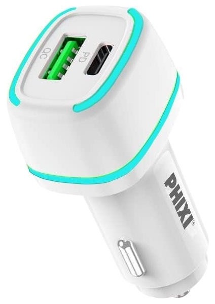 Phixi Force QCC4138 Çift Çıkışlı Pd Destekli 38W Araç Şarj Adaptörü