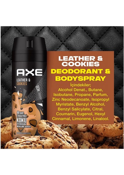 Axe Erkek Sprey Deodorant Leather & Cookies 48 Saat Etkileyeci Koku 150 ml