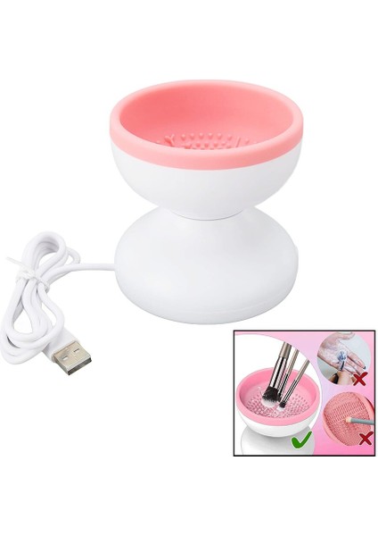 Makeup Brush Cleaner Makyaj Fırça Temizleme Makinesi USB Çalışma - Silikon Tırtıklı Hazne (5282)