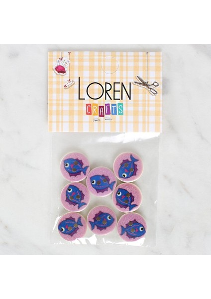 Loren Crafts 8'li Balık Düğme - 1163