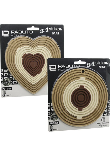3in1 Bütün - Ayrı Kullan Silikon Mat- Nihale KALPLİ=7.5-13-19CMYUVARLAK=7-12.5-20CM (5282)