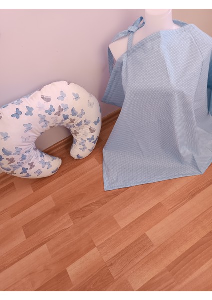 Mavi Benekli Beyaz Kelebek 2 Parça Emzirme Seti fırsatları