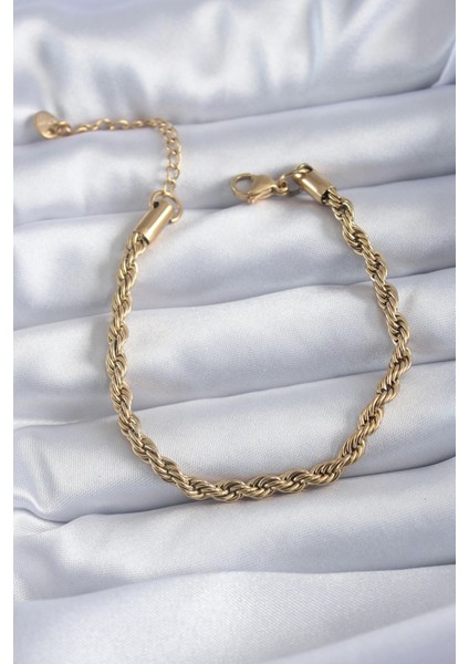 316L Çelik Gold Renk Burgu Model Kadın Bileklik