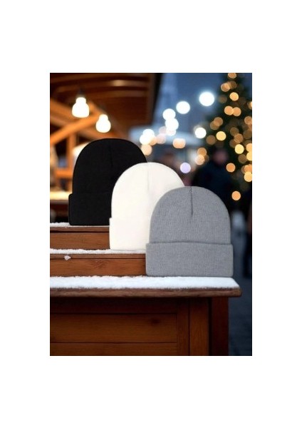 Kadın - Erkek Katlamalı Çok Renkli Mevsimlik 3'lü Bere Seti fiyatları