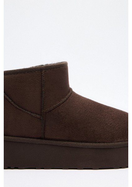 Bot 2519 - İçi Kürklü Kalın Tabanlı Acı Kahve Süet Kadın Bot fırsatları