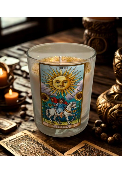 Güneş Tarot Kartı – The Sun – Kokulu Soya Wax Mum modelleri