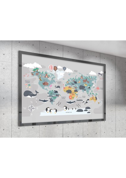 Rosaart Çerçevesiz Poster,hayvan,doğa,keşif,kıta,okyanus,ülke Adı Içeren Dünya Haritası,dijital Baskı Poster