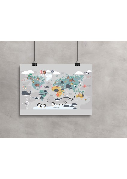 Rosaart Çerçevesiz Poster,hayvan,doğa,keşif,kıta,okyanus,ülke Adı Içeren Dünya Haritası,dijital Baskı Poster fiyatları