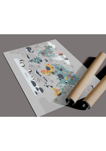 Rosaart Çerçevesiz Poster,hayvan,doğa,keşif,kıta,okyanus,ülke Adı Içeren Dünya Haritası,dijital Baskı Poster modelleri