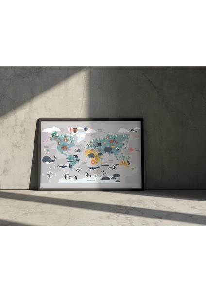 Rosaart Çerçevesiz Poster,hayvan,doğa,keşif,kıta,okyanus,ülke Adı Içeren Dünya Haritası,dijital Baskı Poster