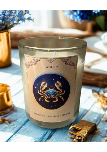 Yengeç Burcu Mum – Vanilya Kokulu Soya Mum | Scented Cancer Candle – Vanilla Soy Wax – Handmade