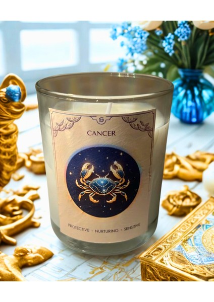 Yengeç Burcu Mum – Vanilya Kokulu Soya Mum | Scented Cancer Candle – Vanilla Soy Wax – Handmade fiyatları