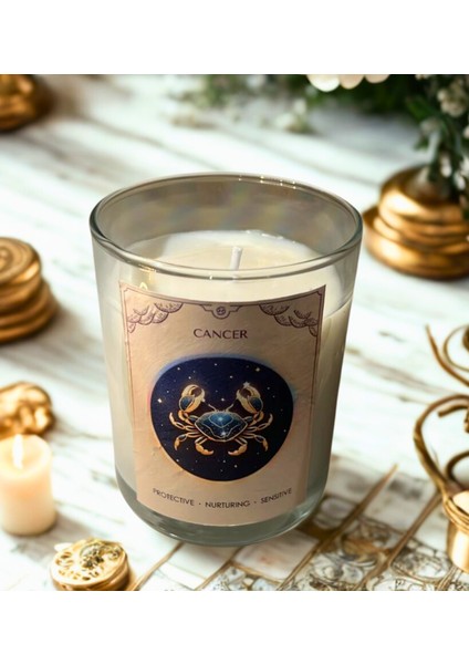 Yengeç Burcu Mum – Vanilya Kokulu Soya Mum | Scented Cancer Candle – Vanilla Soy Wax – Handmade modelleri
