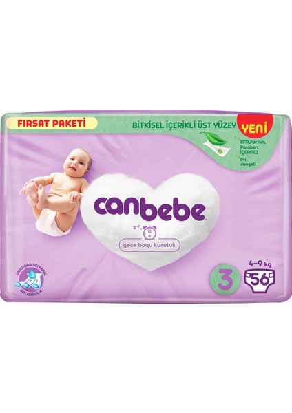 Fırsat Paketi Bebek Bezi 4-9 kg 56'lı No:3