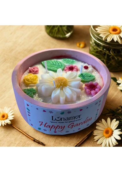 Mutlu Bahçe Temalı Kiraz Çiçeği Kokulu Soya Mum