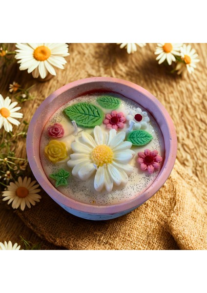 Mutlu Bahçe Temalı Kiraz Çiçeği Kokulu Soya Mum modelleri