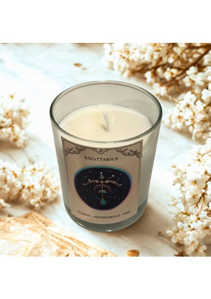 Yay Burcu Mum – Vanilya Kokulu Soya Mum | Scented Sagittarius Candle – Vanilla Soy Wax – Handmade