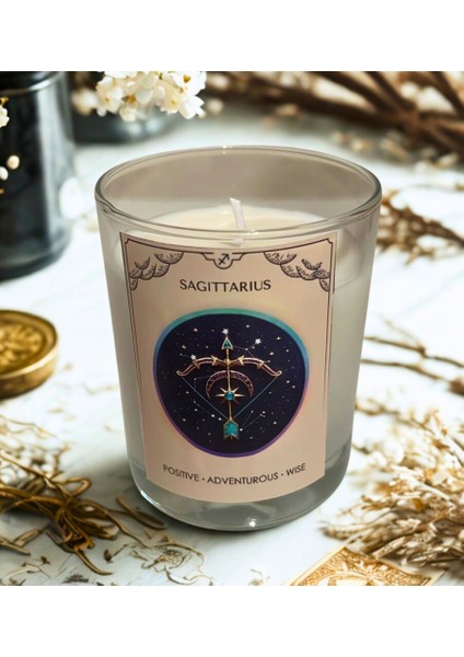 Yay Burcu Mum – Vanilya Kokulu Soya Mum | Scented Sagittarius Candle – Vanilla Soy Wax – Handmade fiyatları