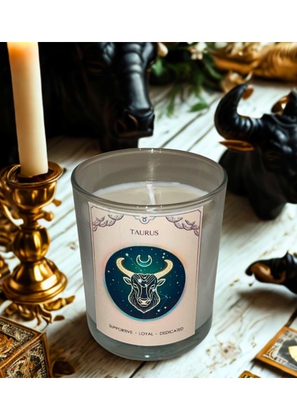 Boğa Burcu Mum – Vanilya Kokulu Soya Mum | Scented Taurus Candle – Vanilla Soy Wax – Handmade