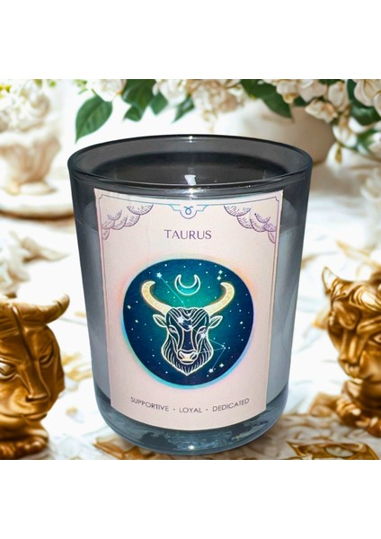 Boğa Burcu Mum – Vanilya Kokulu Soya Mum | Scented Taurus Candle – Vanilla Soy Wax – Handmade modelleri