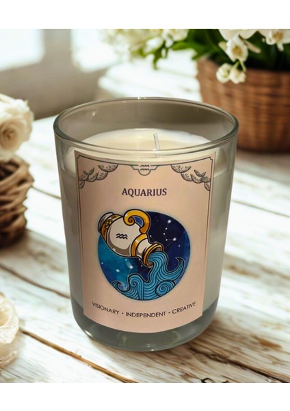 Kova Burcu Mum – Vanilya Kokulu Soya Mum | Scented Aquarius Candle – Vanilla Soy Wax – Handmade