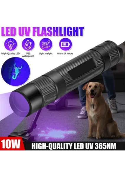 Şarjlı Mor Uv Işık El Feneri 365NM Siyah Filtreli Cam Akrep, Değerli Taş ,evcil Hayvan Pisliği Için