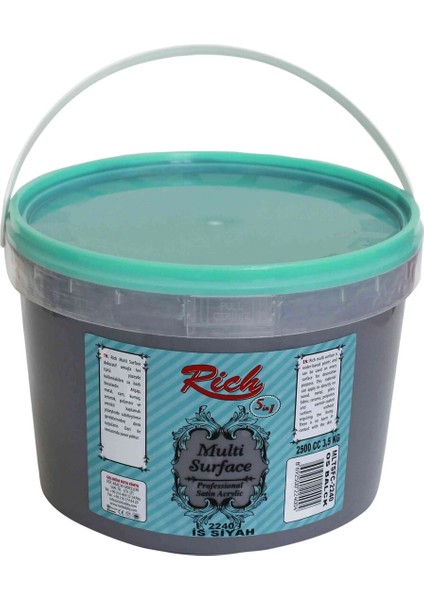 Multi Surface Her Yüzey Için Akrilik Boya 2500 Ml. 2240 Is Siyahı