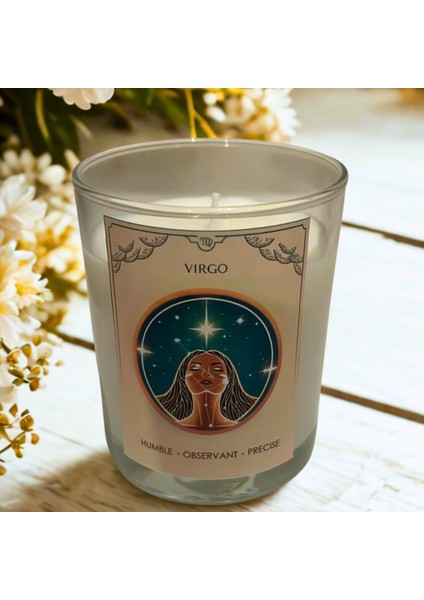 Başak Burcu Mum – Vanilya Kokulu Soya Mum | Scented Virgo Candle – Vanilla Soy Wax – Handmade
