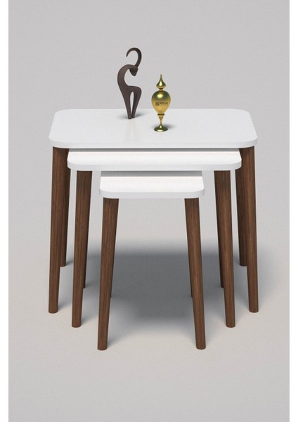 Zigon Sehpa Ahşap Torna Ayak Beyaz Kr