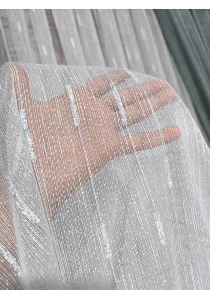 Tül Perde Gümüş Sim Çizgili Hoş Görünümlü Tüm Odalara Uygun 1/3 Pileli fiyatları