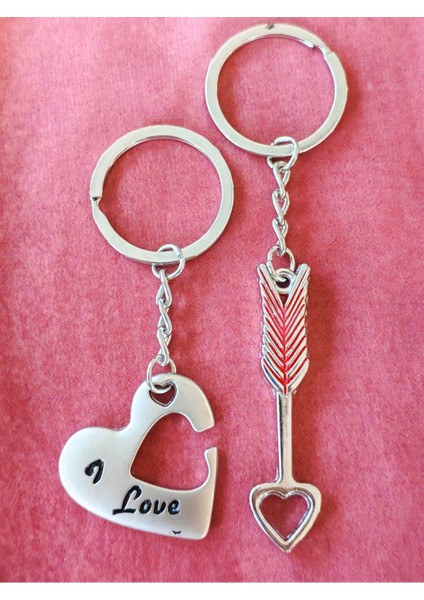 Çifler Için Kalp ve Ok Ikili Metal Anahtarlık indirimleri