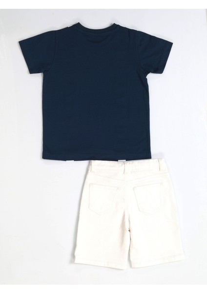 Papyon Beyaz Denim Şort + T-Shirt Takım