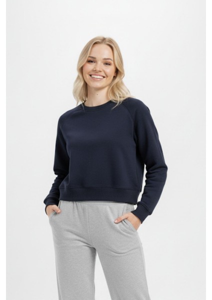 Laci Kadın Crop Bisiklet Yaka Sweatshirt 9210M