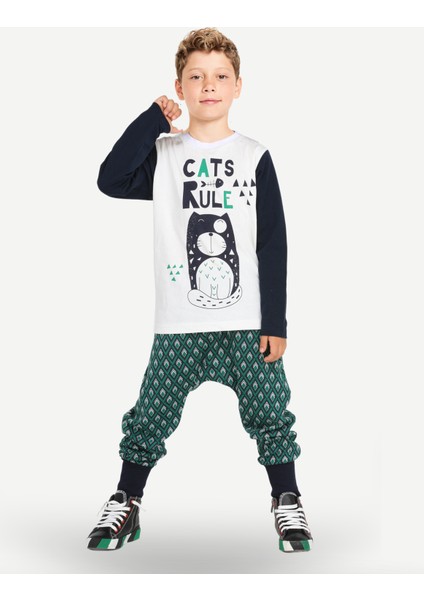 Cats Rule Erkek Çocuk Pantolon + T-Shirt Takım