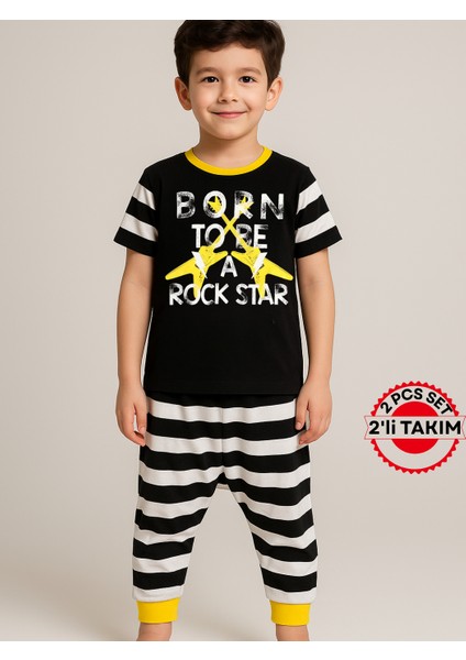 Rocker Çizgili Kapri + T-Shirt Takım indirimleri